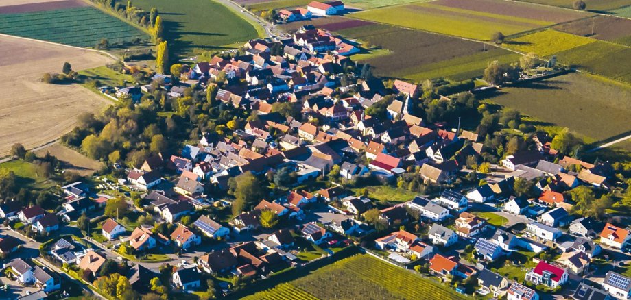 Luftaufnahme der Ortsgemeinde Kleinfischlingen.